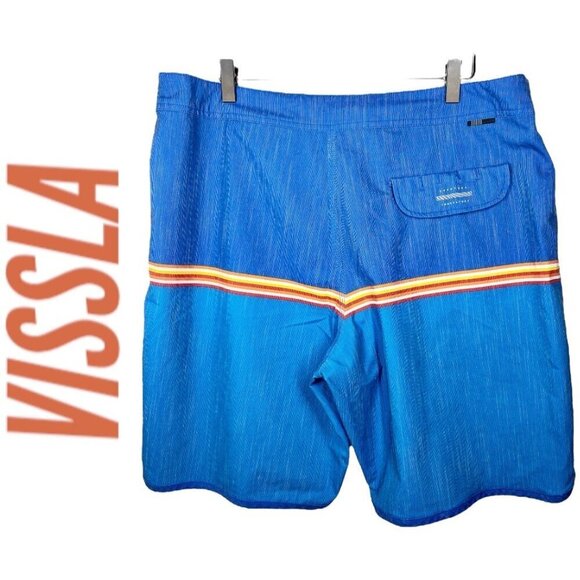VISSLA Striped Board Shorts Swim Trunks Blue Men's, Size 36 - Picture 2 of 8